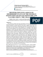 Registration Into Associate Membership Status of The Nigerian Institution of Estate Surveyors and Valuers (Niesv) : The Challenges