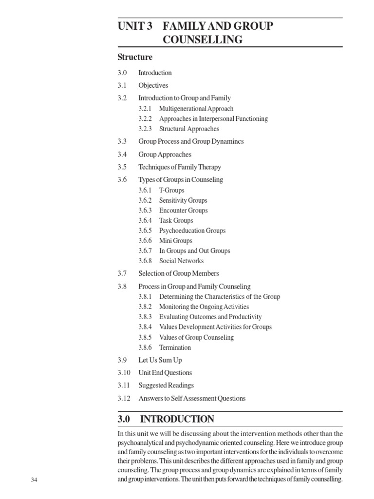 Family and Group Counselling | PDF | Family Therapy | Psychotherapy