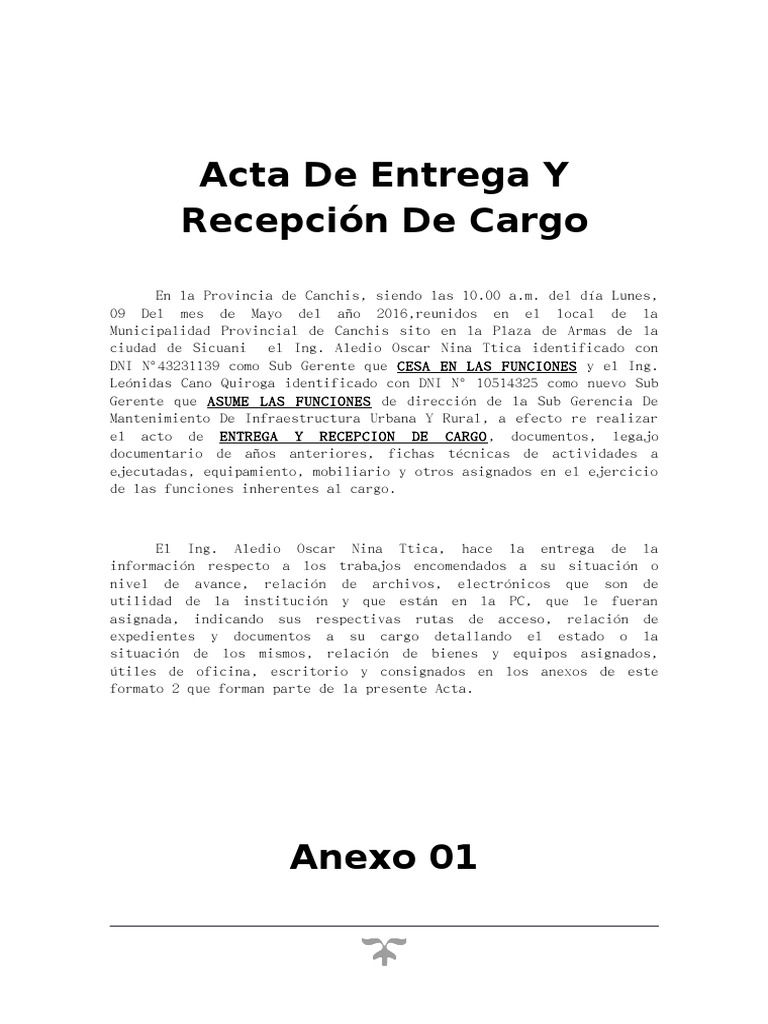 Acta de Entrega y Recepcion de Obra Recuperado | PDF | Riego | Sectores ...