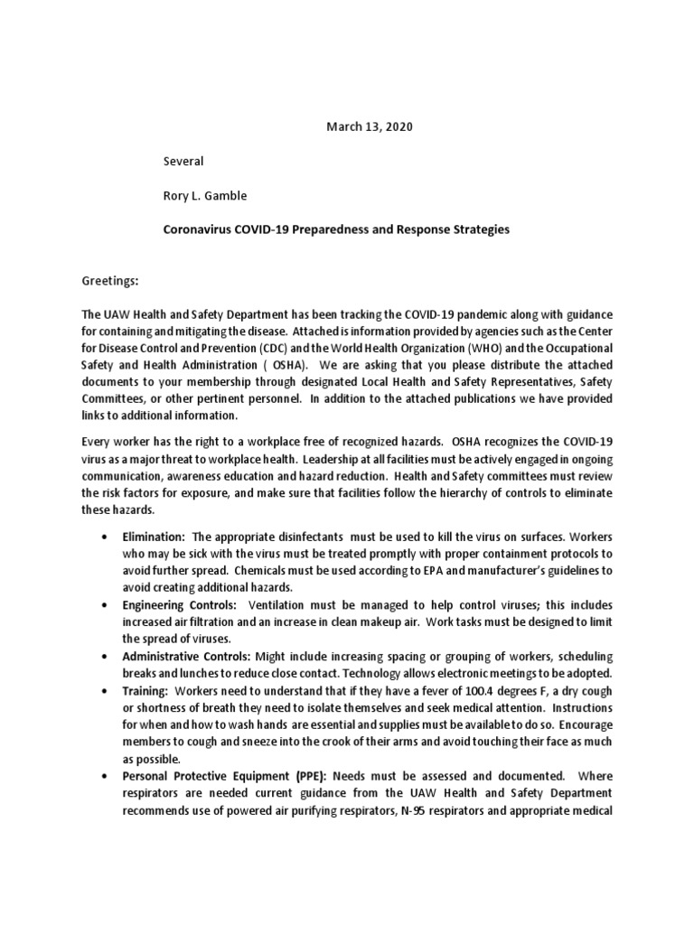 COVID-19 Workplace Safety Guide | PDF | Occupational Safety And Health ...