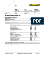 Cutting Data Sheet