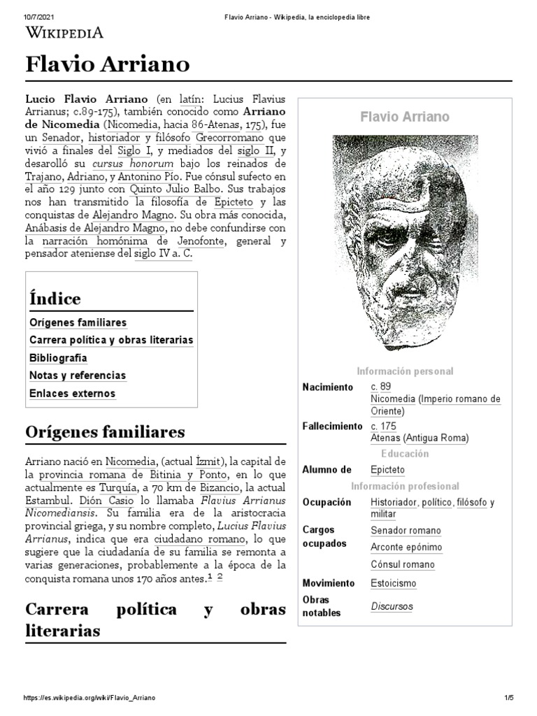 Biografía De Flavio Arriano Pdf Roma Antigua Antiguedad Clasica