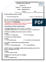 Prepositions Grade 4 2021-22