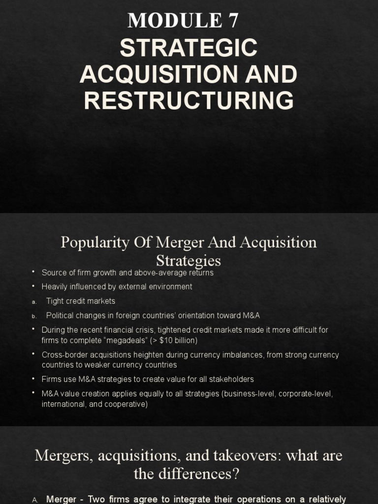 Module 7 Strategic Acquistion and Restructuring PDF Takeover