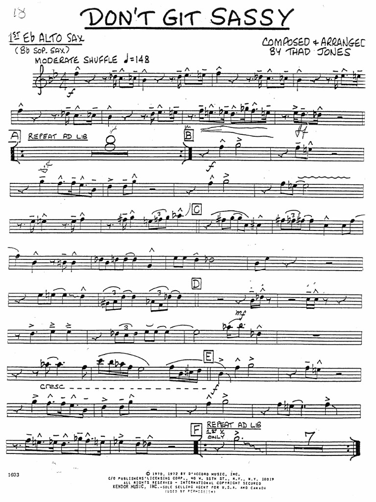 ビッグバンド譜面：Don't Git Sassy/Thad Jones 1?v=1