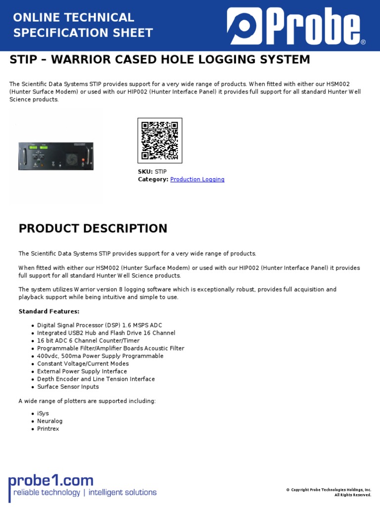 Stip - Warrior Cased Hole Logging System: Online Technical ...