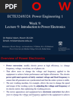 ECTE324/8324: Power Engineering 1 Week 9: Lecture 9: Introduction To Power Electronics