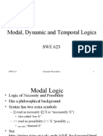 Modal, Dynamic and Temporal Logics: SWE 623 Duminda Wijesekera 1
