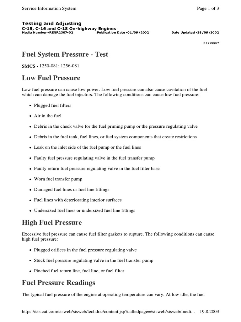 Fuel Pressure Test PDF Pressure Valve