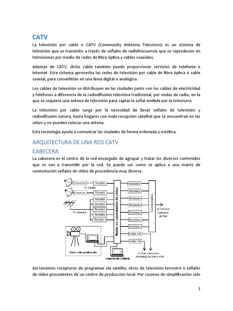 Qué es CATV y su funcionamiento | PDF | Televisión por cable | Ciencias ...