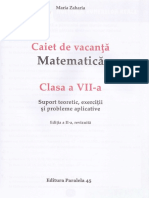 Caiet de Vacanta. Matematica - Clasa 7 - Maria Zaharia