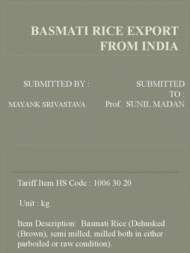 Basmati Rice Export From India PDF Rice Industries