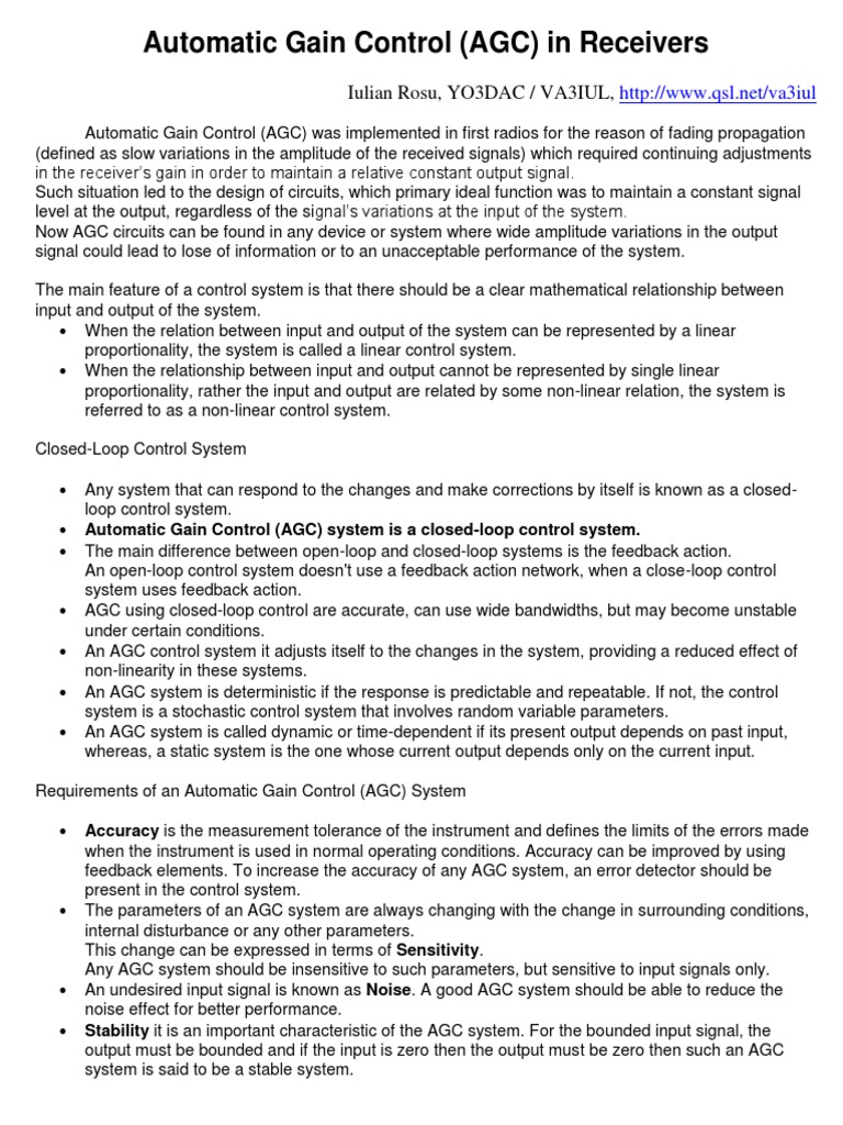 Automatic Gain Control (AGC) in Receivers Iulian Rosu, YO3DAC / VA3IUL
