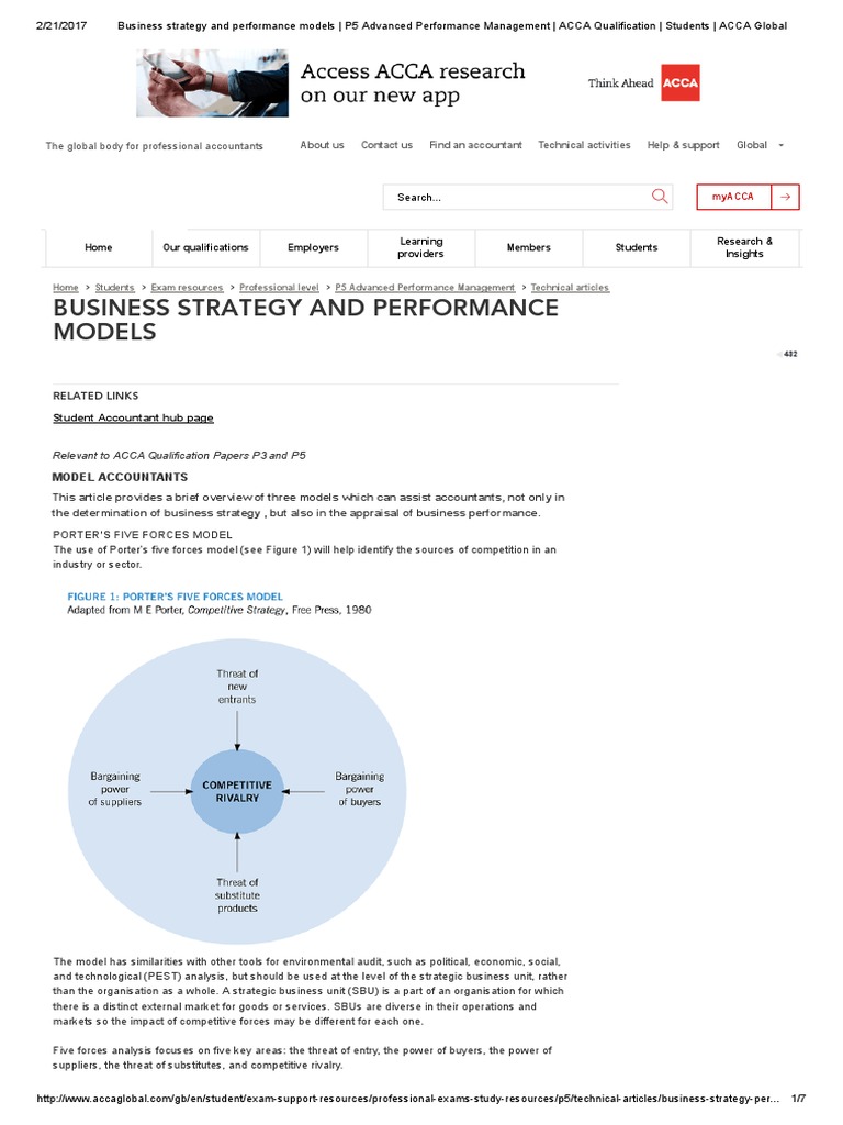 Business Strategy and Performance Models - P5 Advanced Performance ...