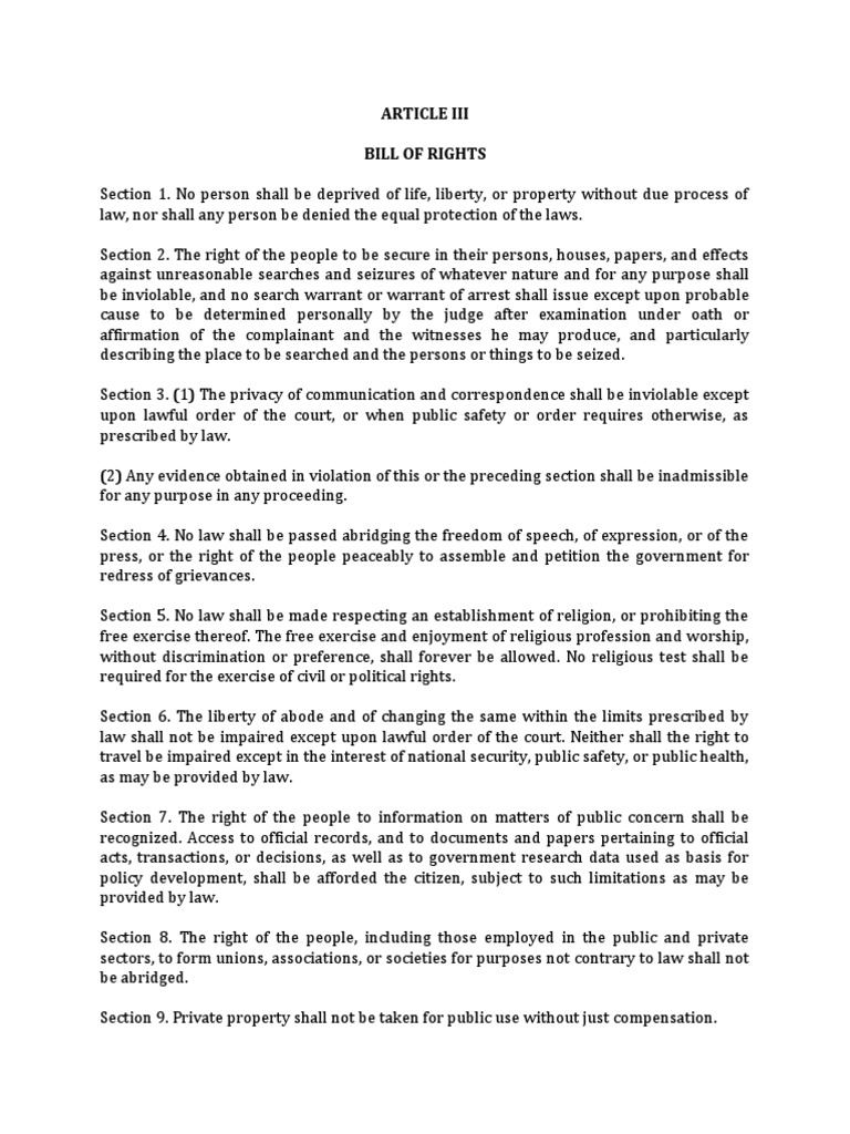 Bill of Rights and Legal Protections | PDF | Search And Seizure | Crime ...