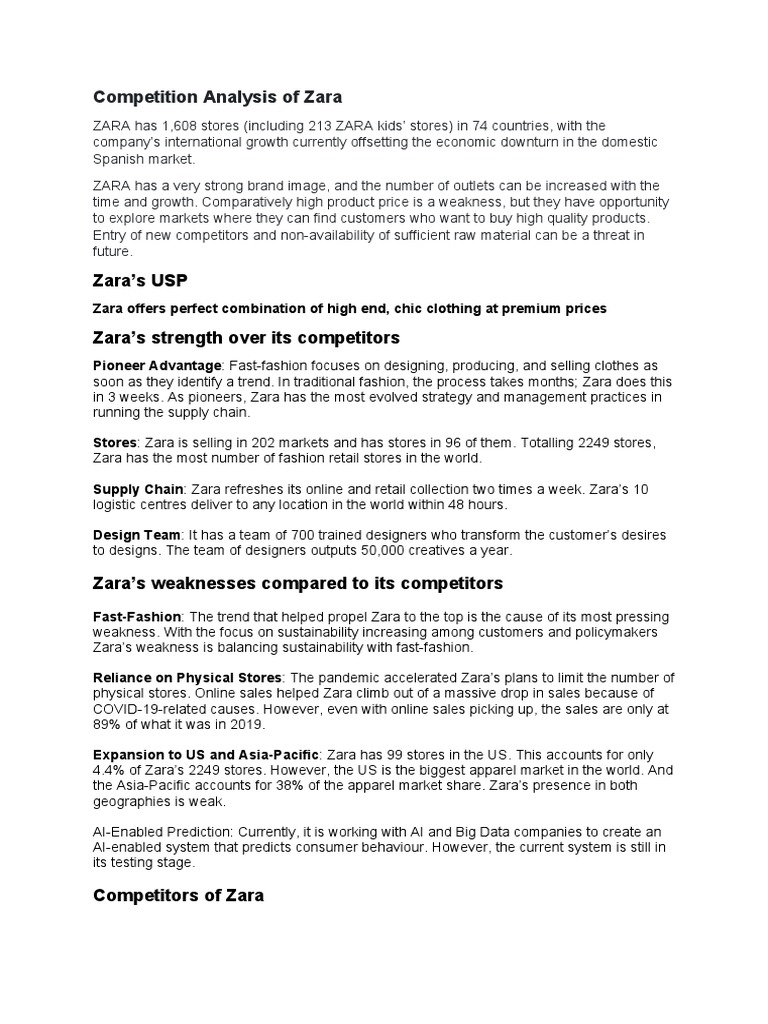 Zara Competitors and Market Analysis | PDF | Retail | E Commerce