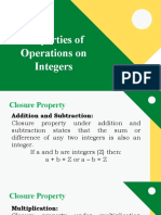 1.4 Properties of Operations on Integers