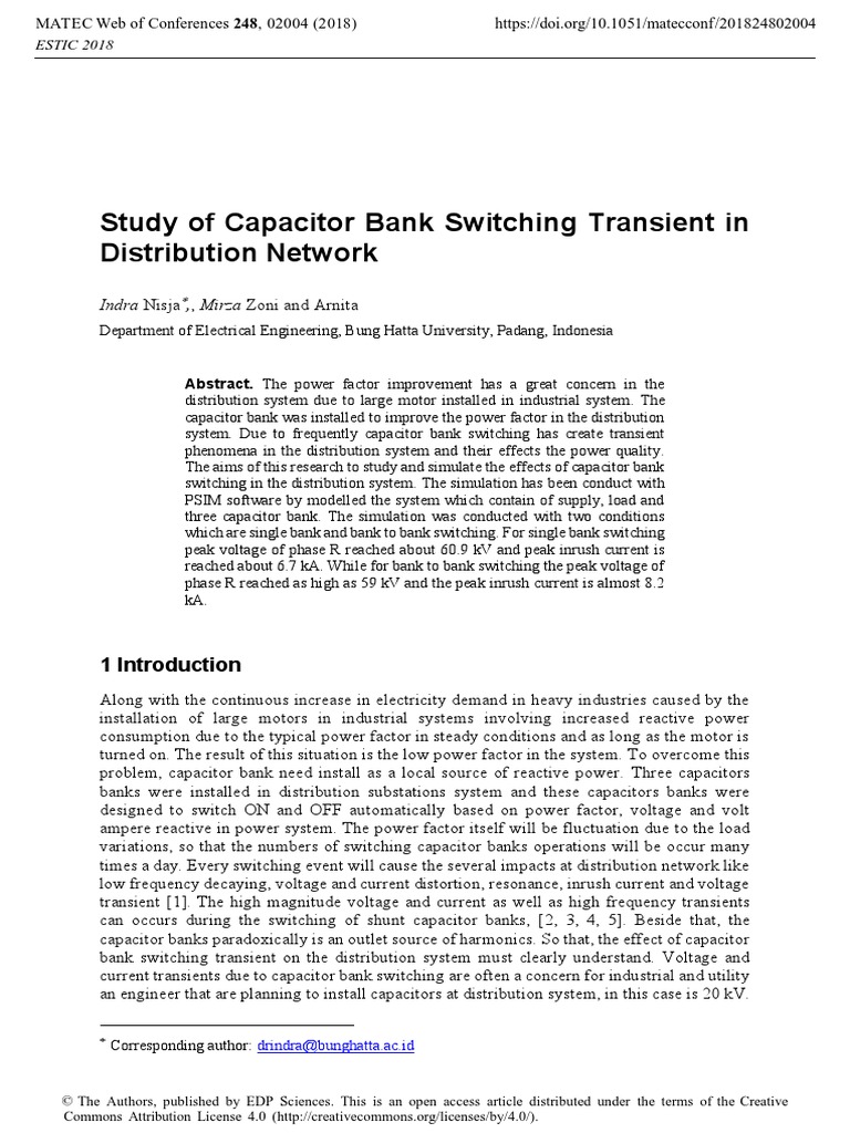 Studey of Capacitor Bank Switching Transient in Distribution Network