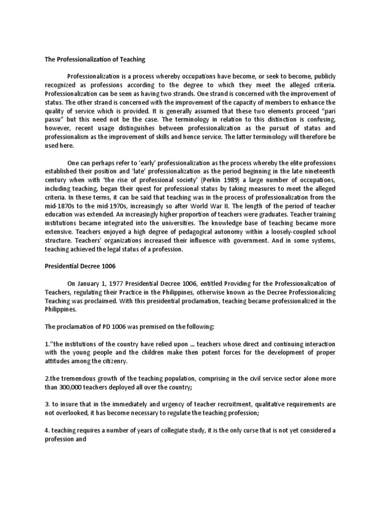 Unit 5 The Teacher As Professional Pdf Teachers Salary