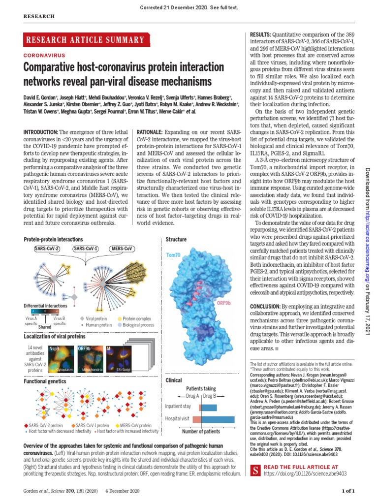 ! Comparative Study Covid | PDF | Virus | Protein–Protein Interaction