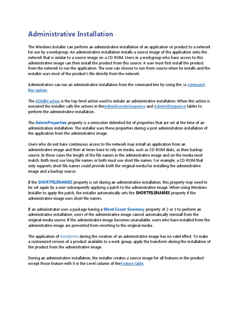 Administrative Installation | PDF | Installation (Computer Programs ...