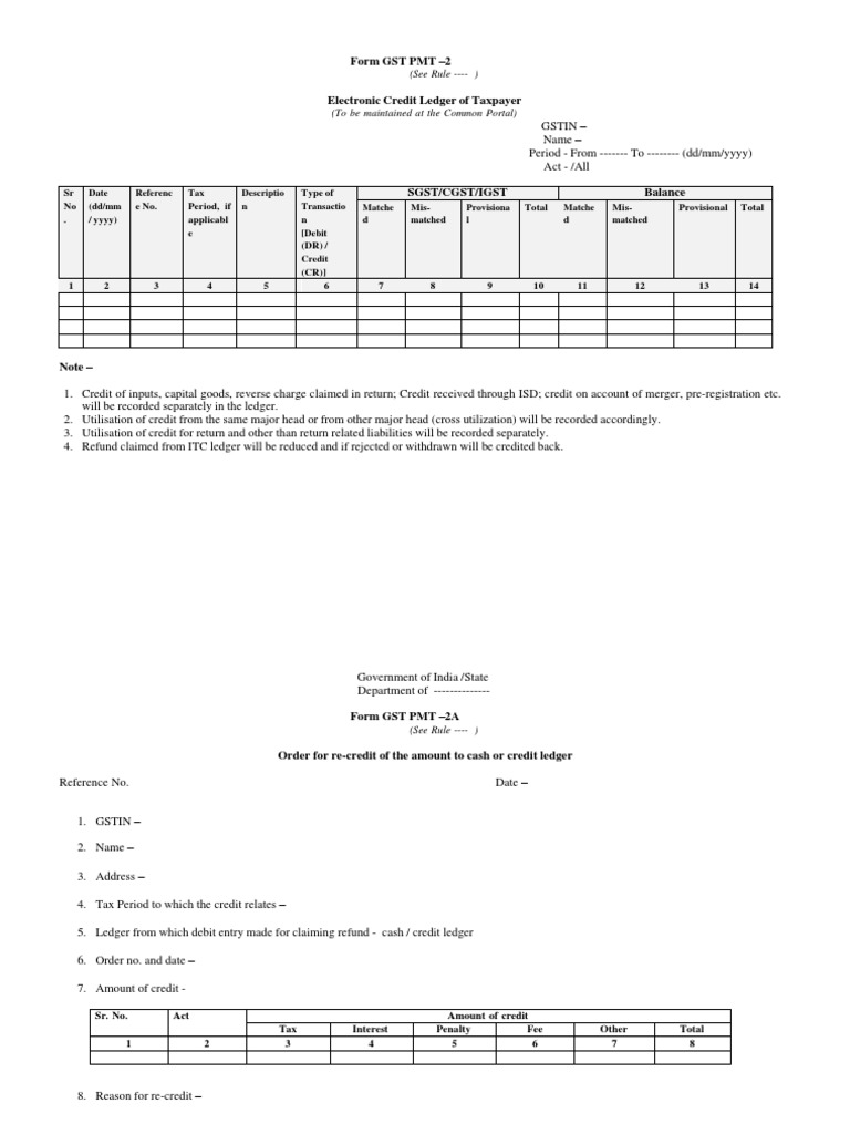 Sample Format GST PMT-2 | PDF | Debits And Credits | Policy