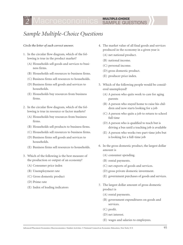 Macro Unit 2 Mc Questions Pdf Macroeconomics Inflation