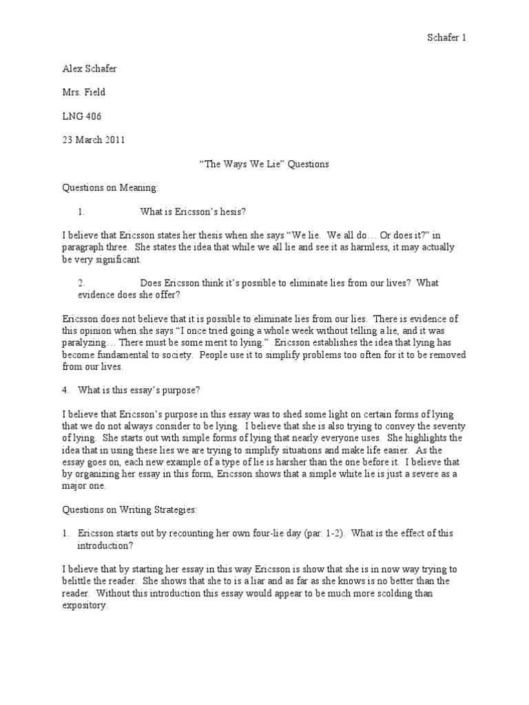 argumentative essay about lying