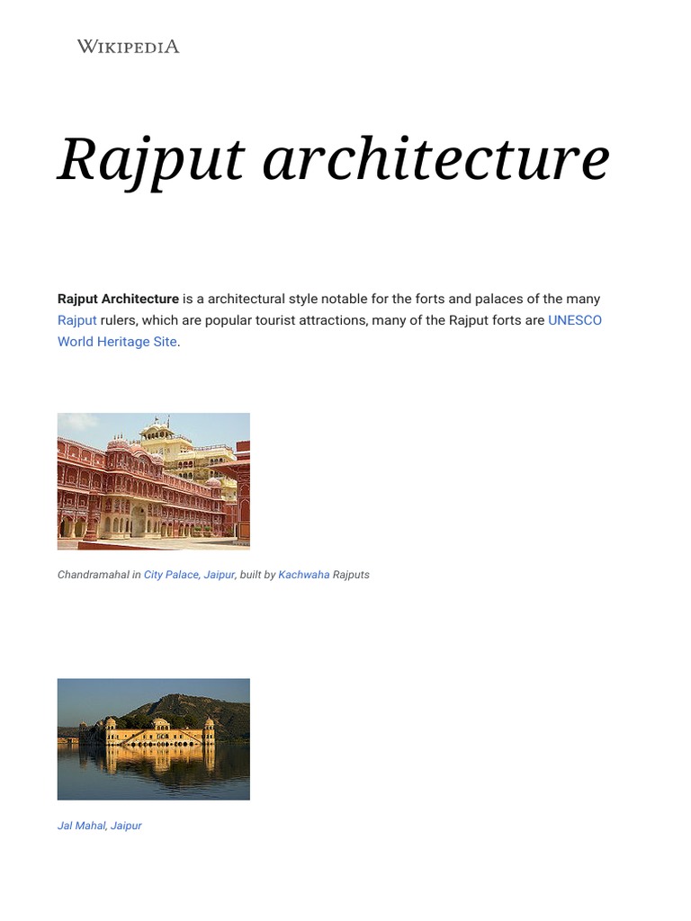 Rajput Architectural Heritage Overview | PDF