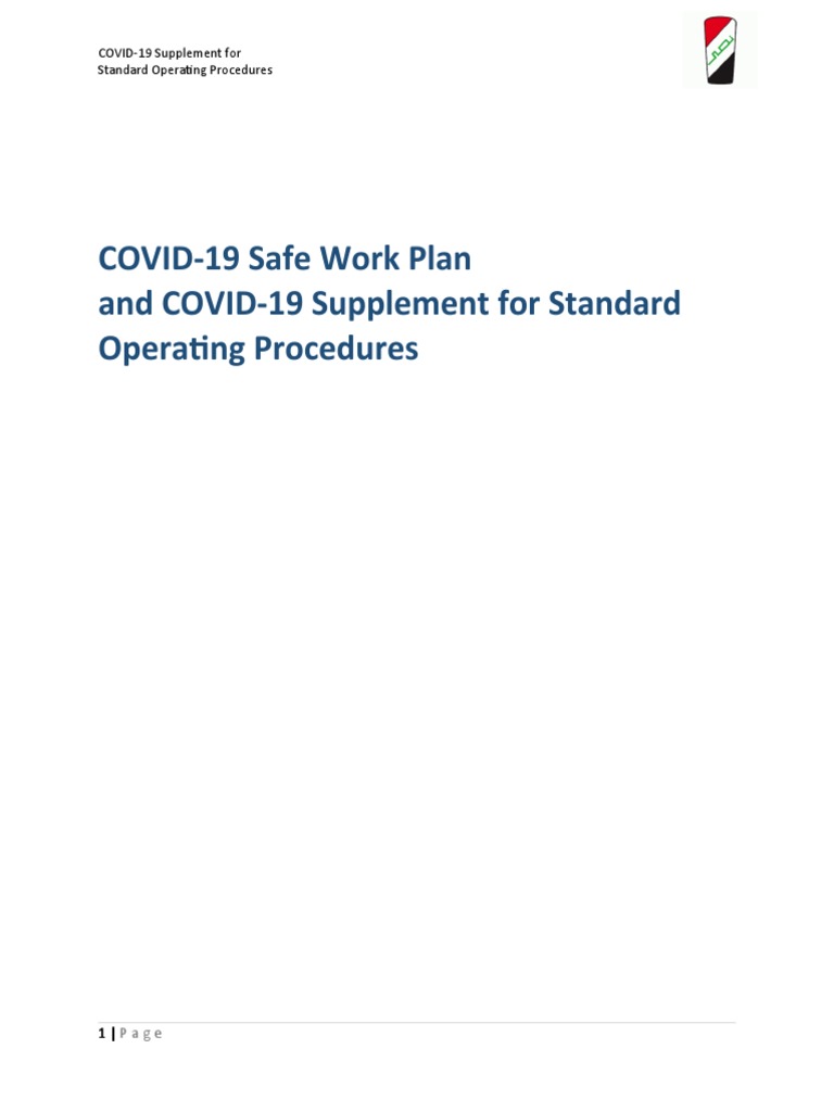 Covid 19 Safe Work Plan & Sop PDF Personal Protective Equipment Hand Washing