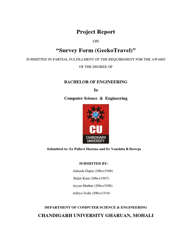 GeekoTravel Survey Form Project Report | PDF | Java Script | Java ...