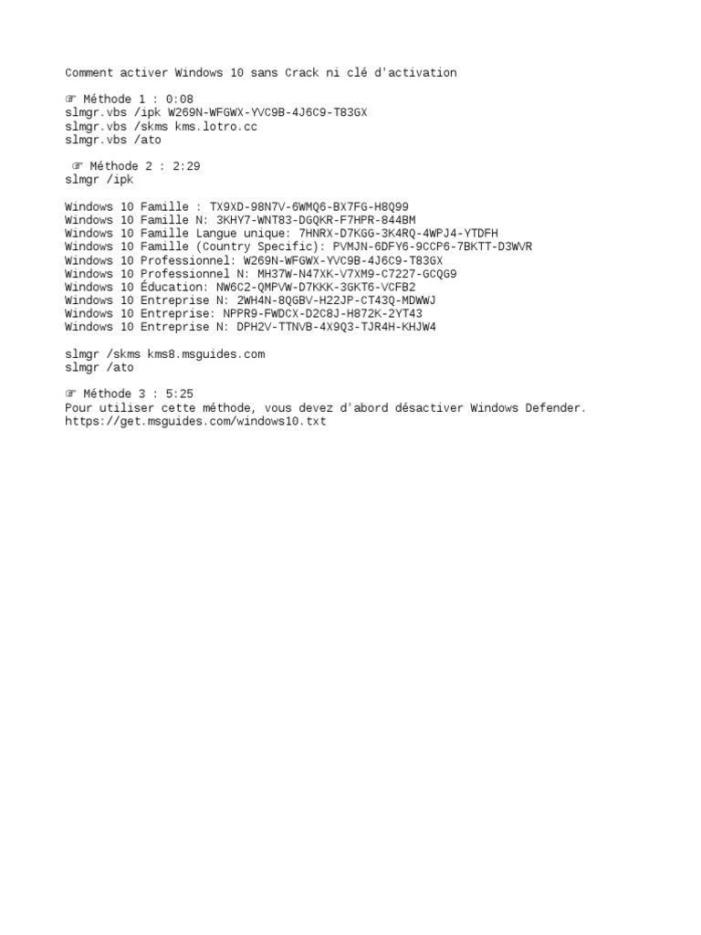 Comment Activer Windows 10 Sans Crack Ni Clé d'Activation
