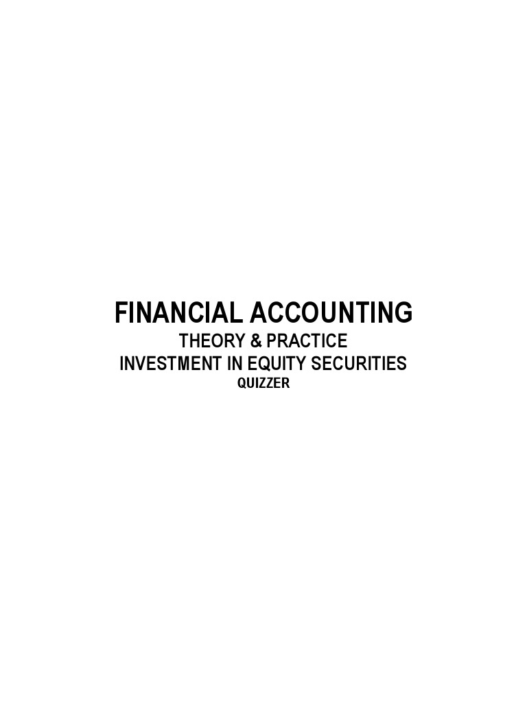 09d Investment in Equity Securities Cost Equity Method PDF | PDF ...