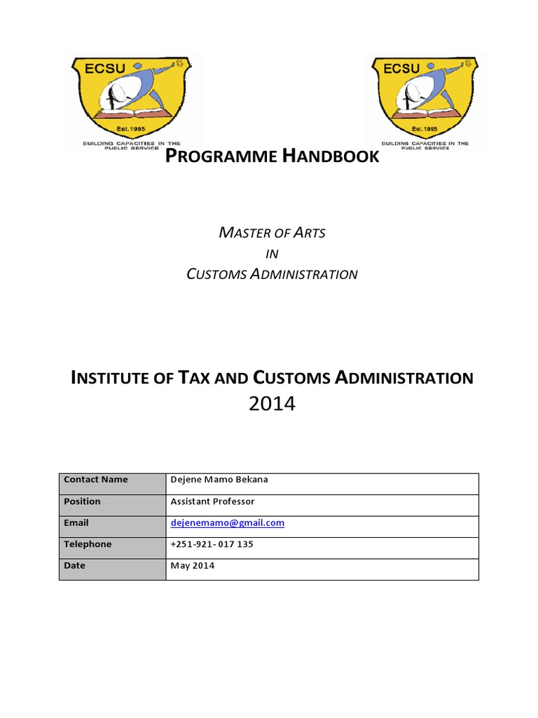 Master of Arts in Customs Administration Handbook | PDF | Fiscal Policy ...