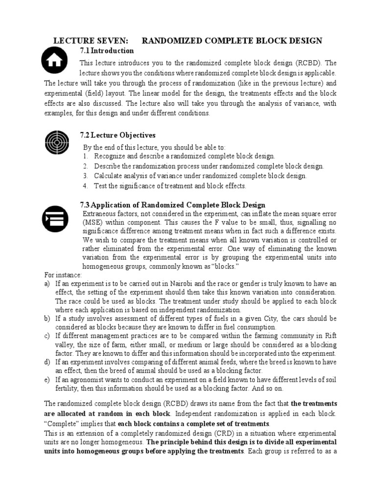 Lecture Seven:: Randomized Complete Block Design | PDF | Analysis Of ...