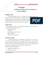 Synopsis: Hotel Management System Using Conceptual Level Schema