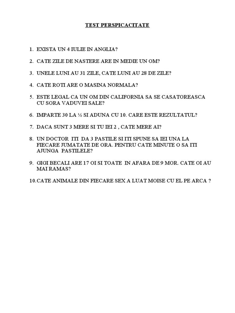 Test Perspicacitate