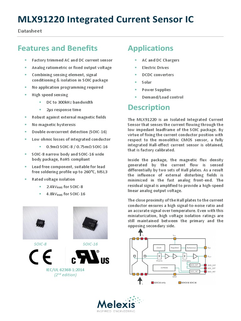 MLX91220 Integrated Current Sensor IC Features and Benefits