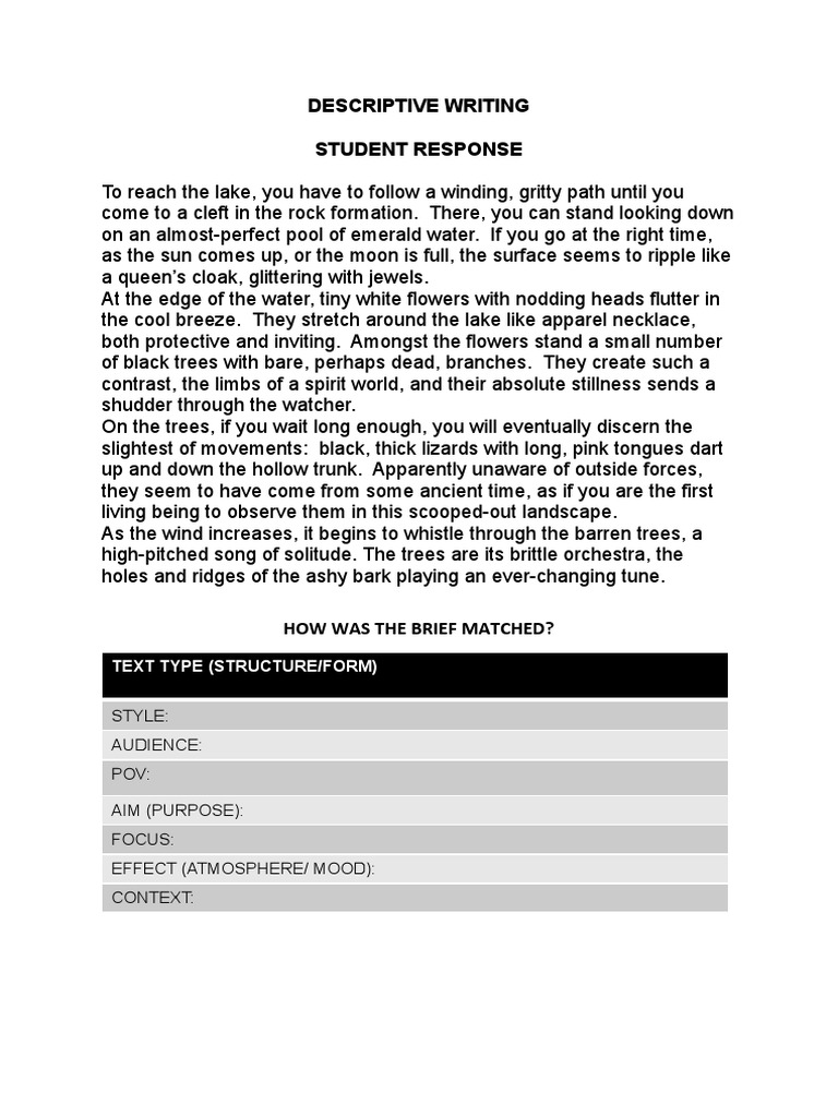 Descriptive Writing: Nature's Serenity | PDF | Poetry