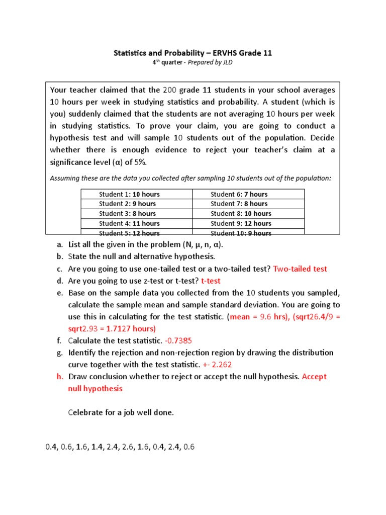 Hypothesis Testing in ERVHS Statistics | PDF