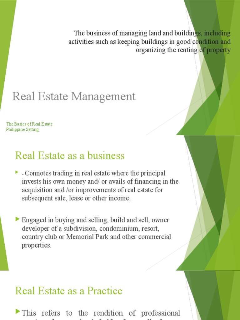 Introduction To Real Estate Management PDF Property Management