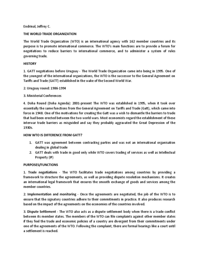 An In-Depth Examination of the World Trade Organization: Its History ...