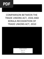 COMPARISON BETWEEN THE TRADE UNIONS ACT, 1926 AND KERALA RECOGNITION OF TRADE UNIONS ACT, 2010 - Roshanara Abdul Rauf - Roll No. 795