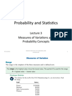 Lecture 3 Measures of Variations and Probability Concept.