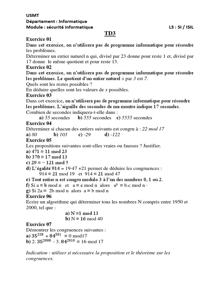 TD3 | PDF | Méthodes et références pédagogiques | Ordinateurs