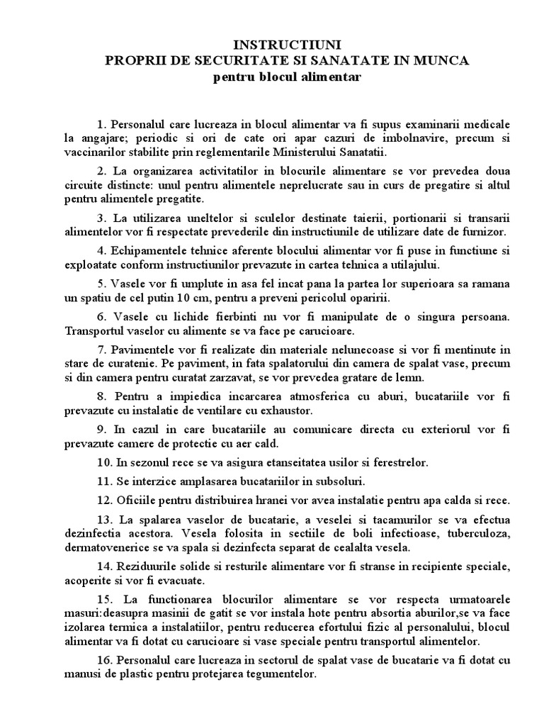 Blocuri Alimentare Instructiuni Proprii | PDF