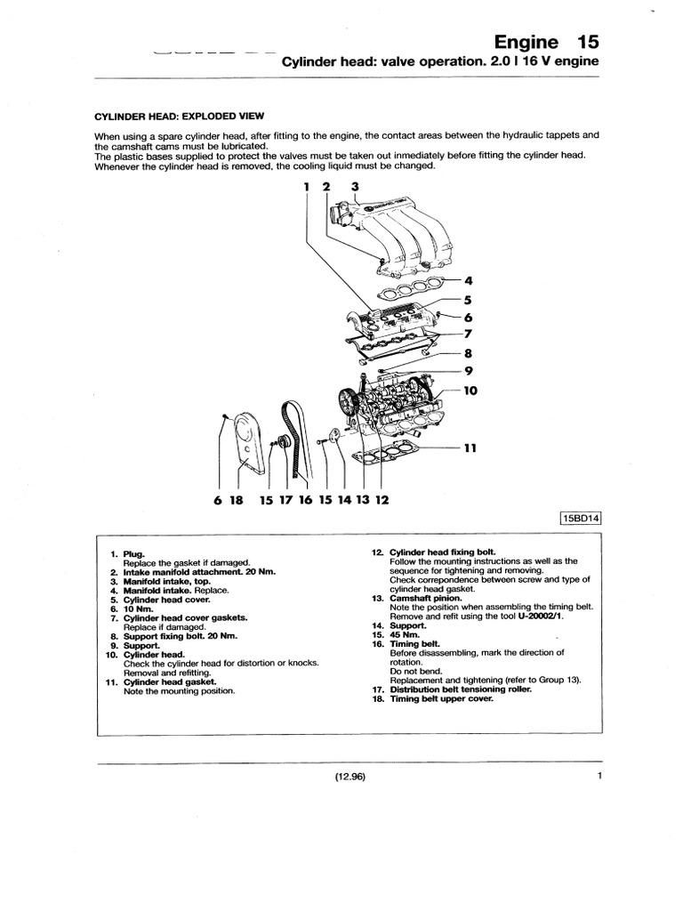 Volkswagen Engine 2.0 Litre 16V ABF Repair Manual - Cylinder Head - 2.0 ...
