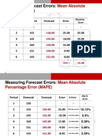 Measuring Forecast Errors:: Mean Absolute Deviation (MAD)