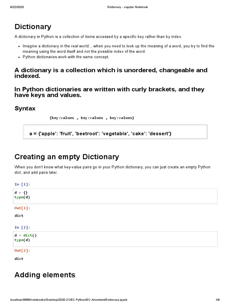 Dictionary Jupyter Notebook PDF Programming Paradigms Software