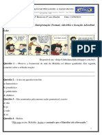 Atividades de Língua Portuguesa sobre Interpretação Textual e Advérbios